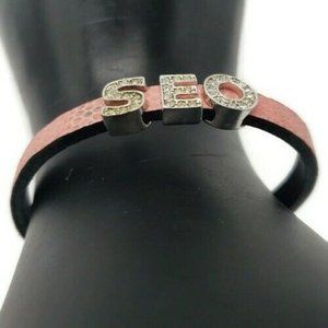 John Candice SEO Pink Leather Bracelet 7" Length